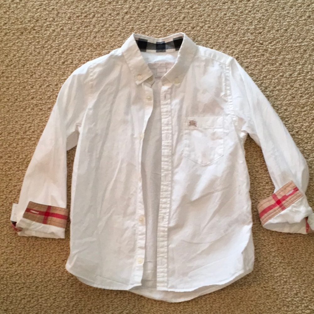 Burberry button up white dress shirt boys